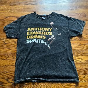 Anthony Edwards Sprite Colortone Black Graphic T-Shirt Men's L NBA Basketball